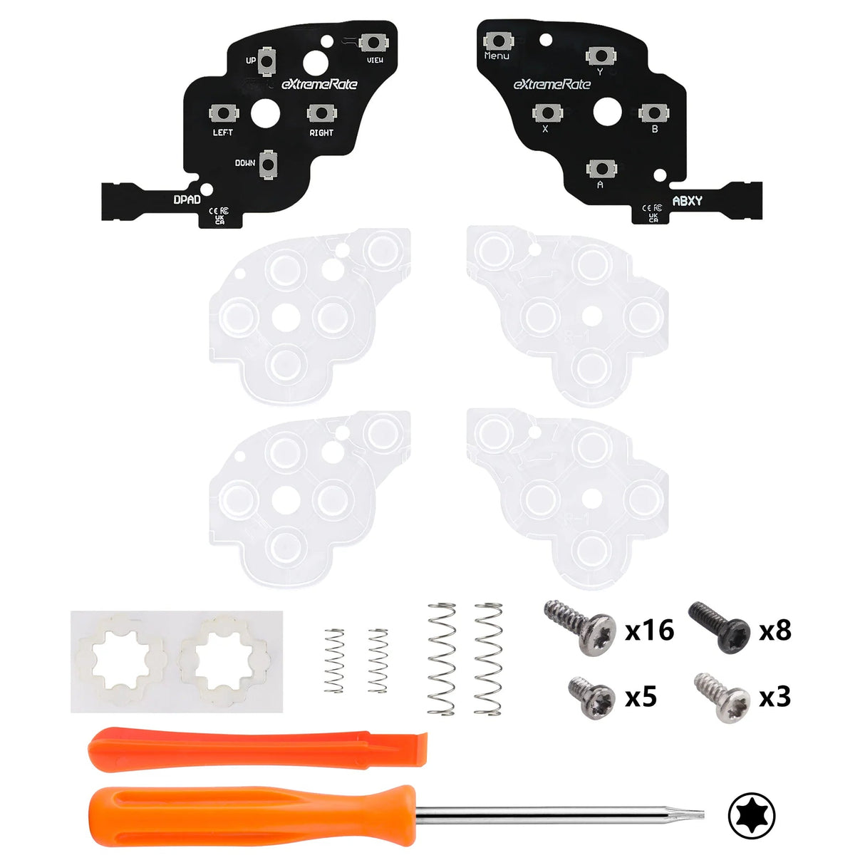 extremeRate Clicky Button Kit für Steam Deck OLED - Steuerkreuz (D-Pad), Menüs, A, B, X, Y - ohne Löten! - decky.net