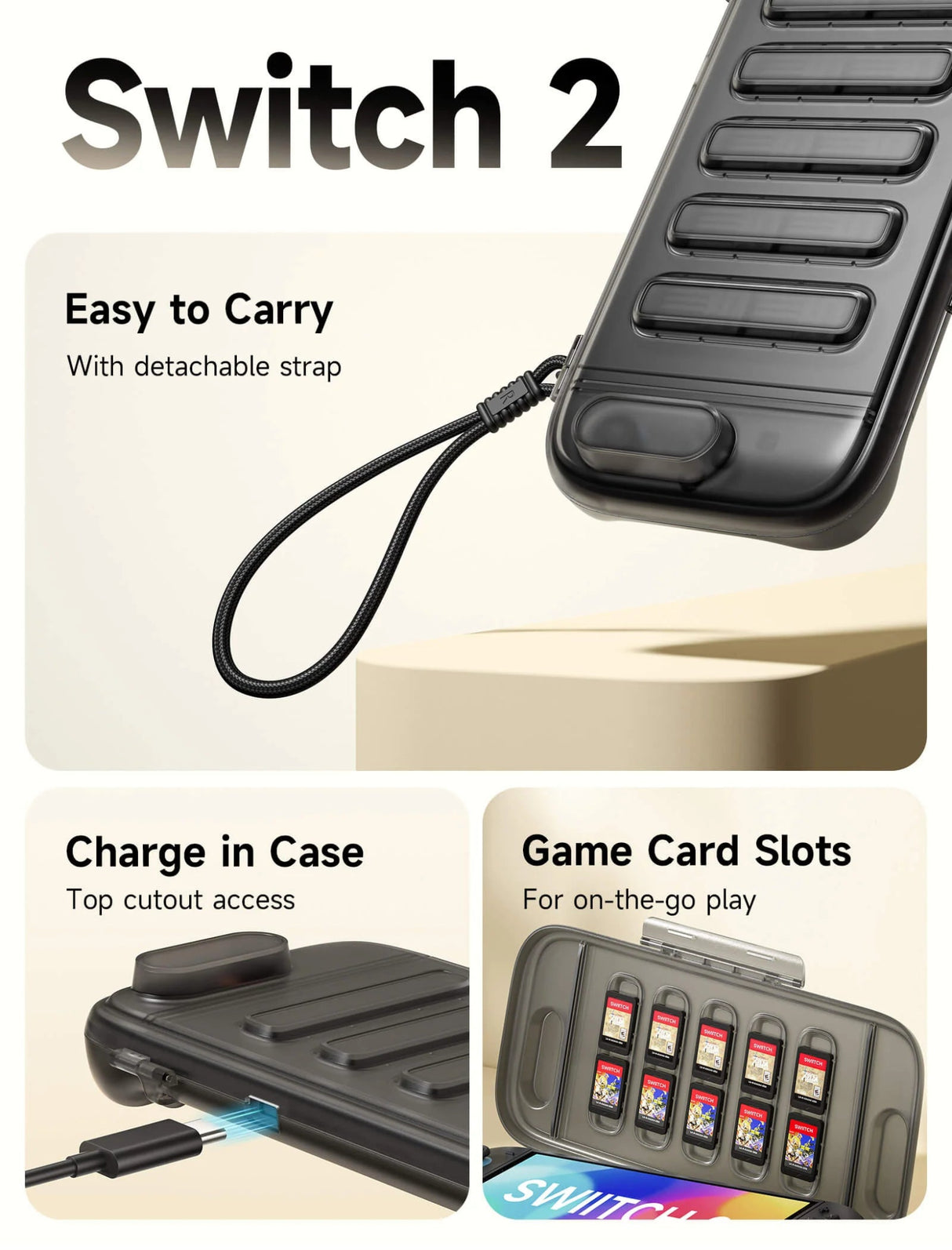 JSAUX Shock Absorbent Storage Case für Nintendo Switch 2 - decky.net