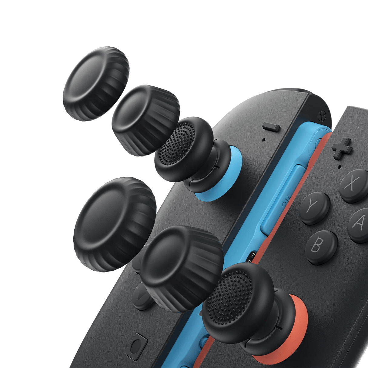 JSAUX Thumb Grip & Stickschutz - Set für die Nintendo Switch 2 - Schwarz & Blau Orange - decky.net