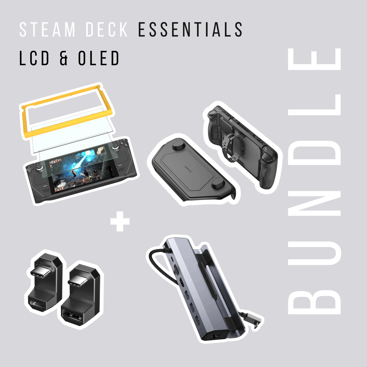 Steam Deck Essentials Bundle LCD & OLED - JSAUX Schutz, Dock