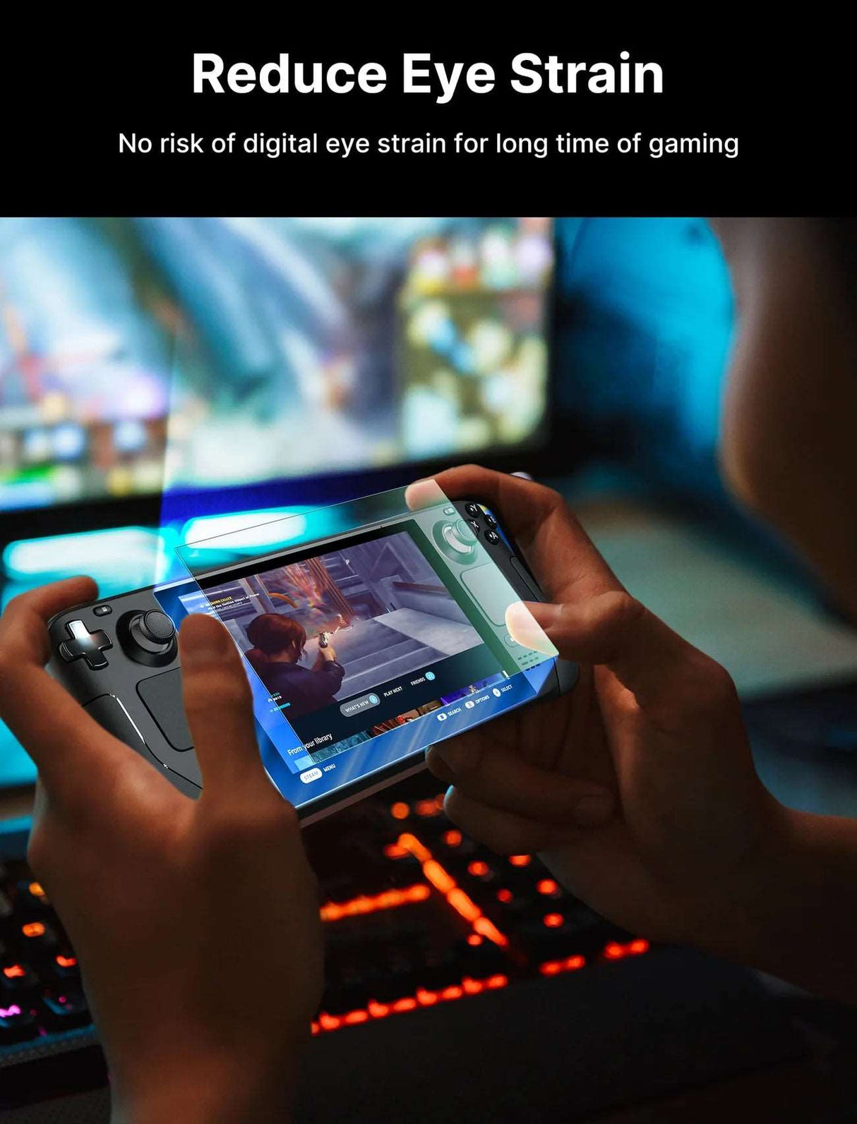 JSAUX Blaulicht filterndes Schutzglas für Steam Deck - mit Montagehilfe - decky UG (haftungsbeschränkt)