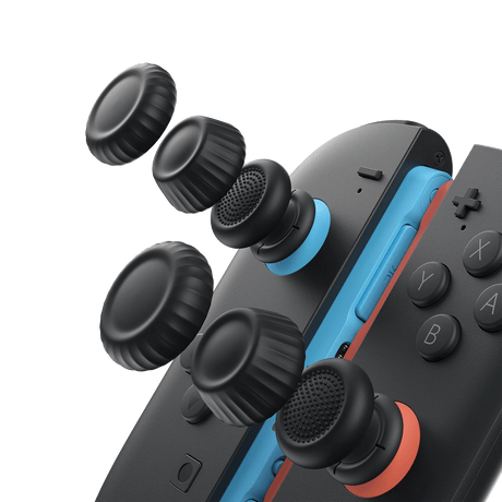 JSAUX Thumb Grip & Stickschutz - Set für die Nintendo Switch 2 - Schwarz & Blau Orange - decky.net